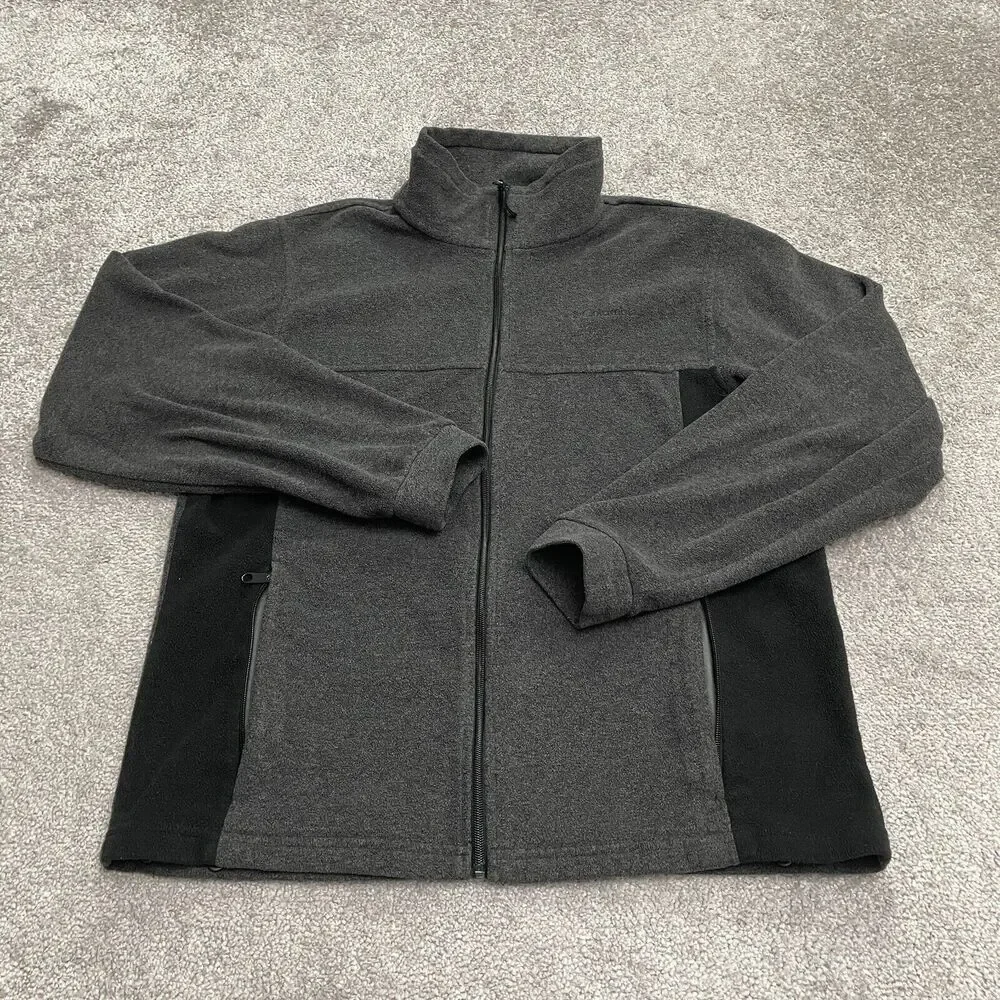 Columbia Steens Mountain Fleece Jacket Boys 18/20 Gray Black Full Zip Outdoor